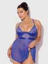 Natasha Lace & Micro Babydoll & G-String Set Surf the Web Blue