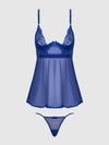 Natasha Lace & Micro Babydoll & G-String Set Surf the Web Blue