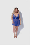 Natasha Lace & Micro Babydoll & G-String Set Surf the Web Blue