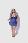 Natasha Lace & Micro Babydoll & G-String Set Surf the Web Blue