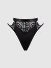 Natasha Satin & Lace Bow Tie G-String Black
