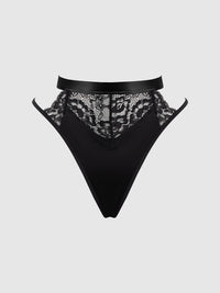 Natasha Satin & Lace Bow Tie G-String Black