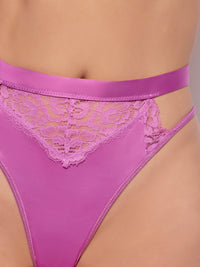 Natasha Satin & Lace Bow Tie G-String Cyclamen Pink