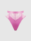 Natasha Satin & Lace Bow Tie G-String Cyclamen Pink