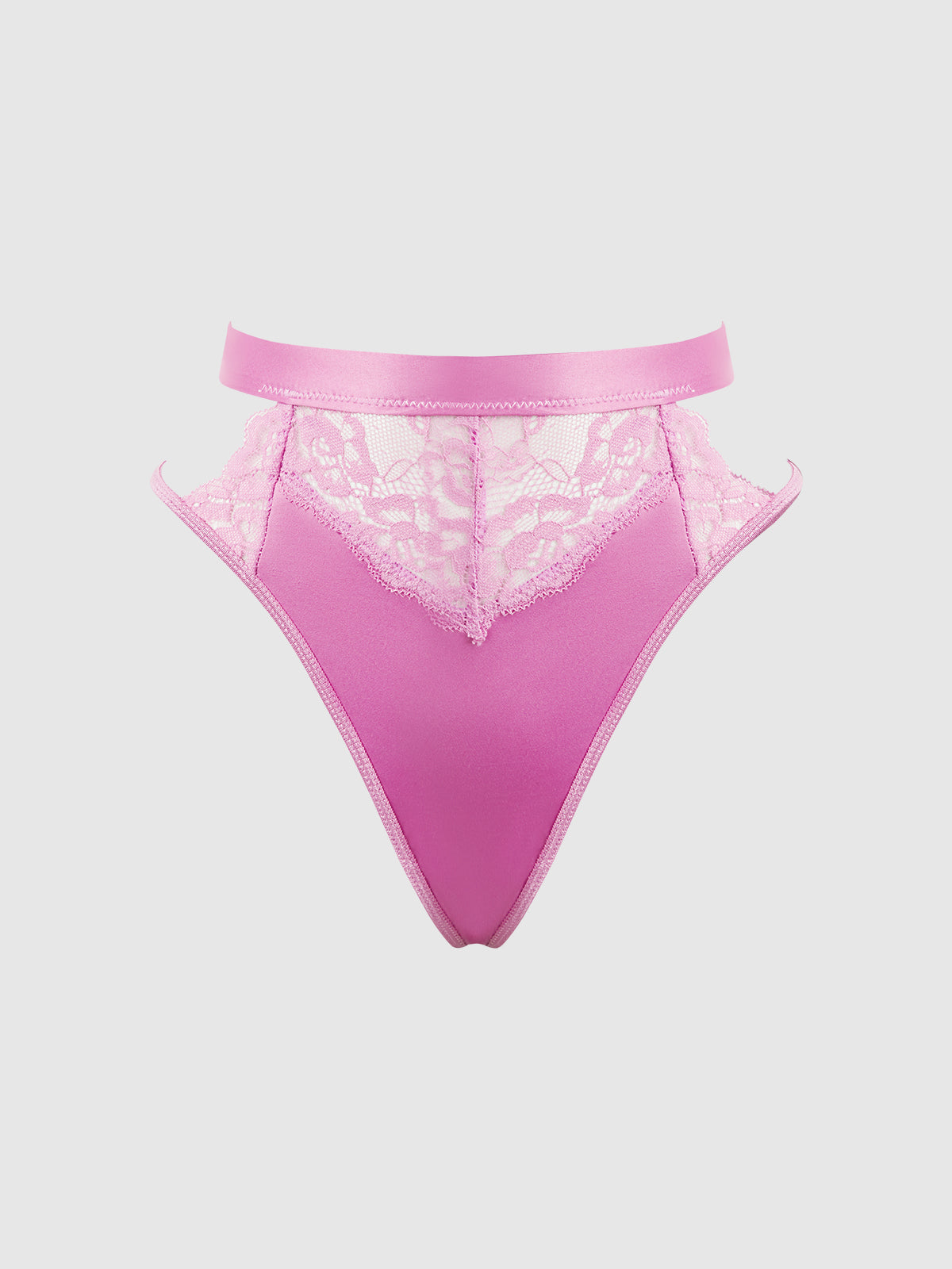 Natasha Satin & Lace Bow Tie G-String Cyclamen Pink