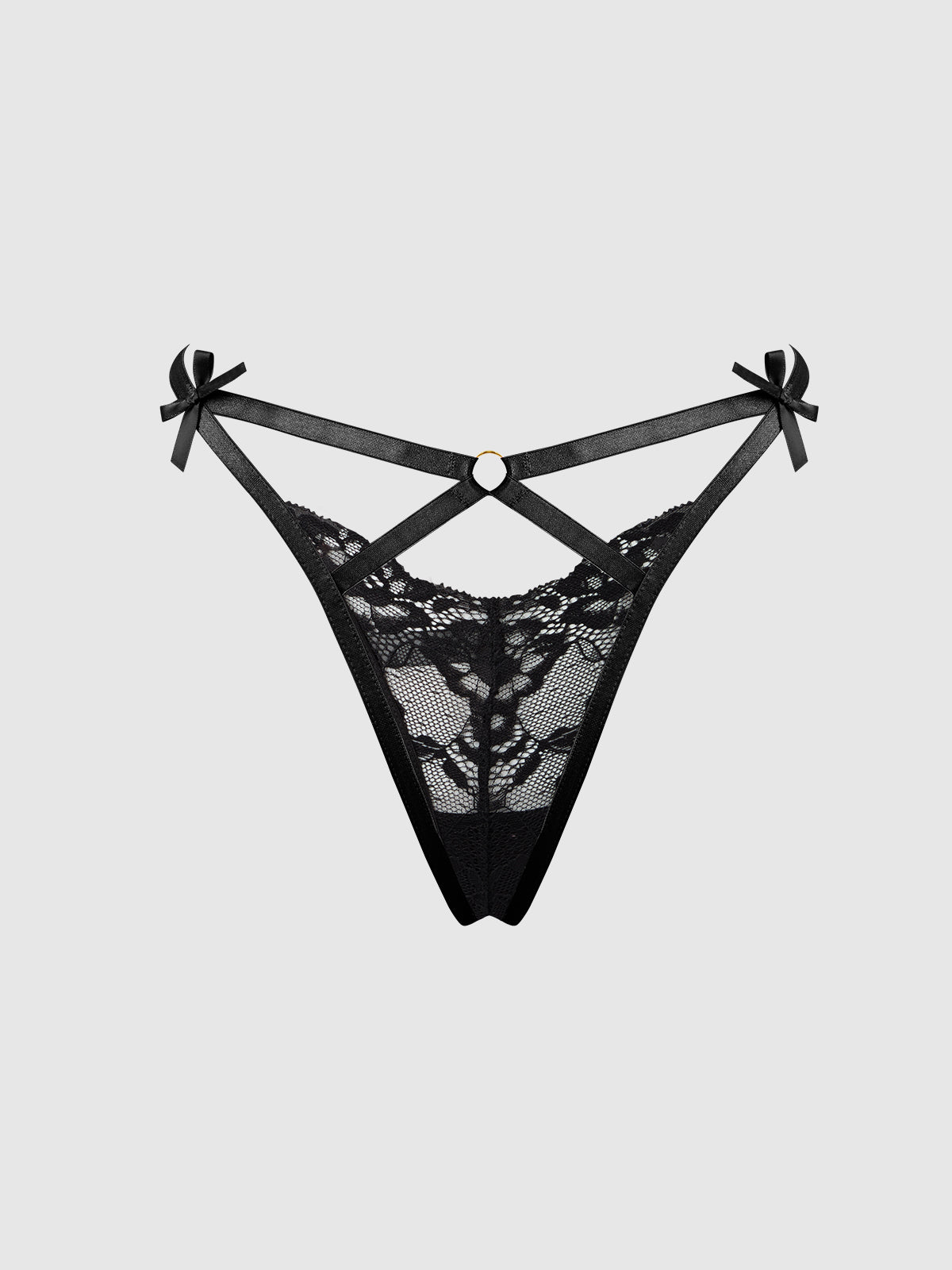 Natasha Lace Strappy G-String Black