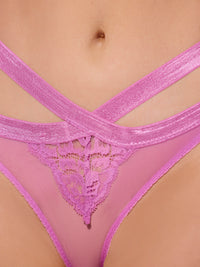 Natasha Lace & Mesh Strappy Hipster Cyclamen Pink