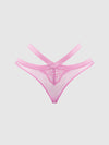 Natasha Lace & Mesh Strappy Hipster Cyclamen Pink