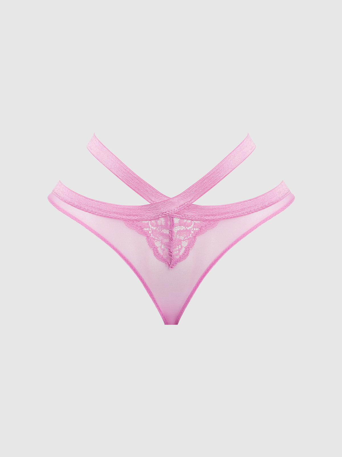 Natasha Lace & Mesh Strappy Hipster Cyclamen Pink