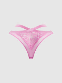 Natasha Lace & Mesh Strappy Hipster Cyclamen Pink