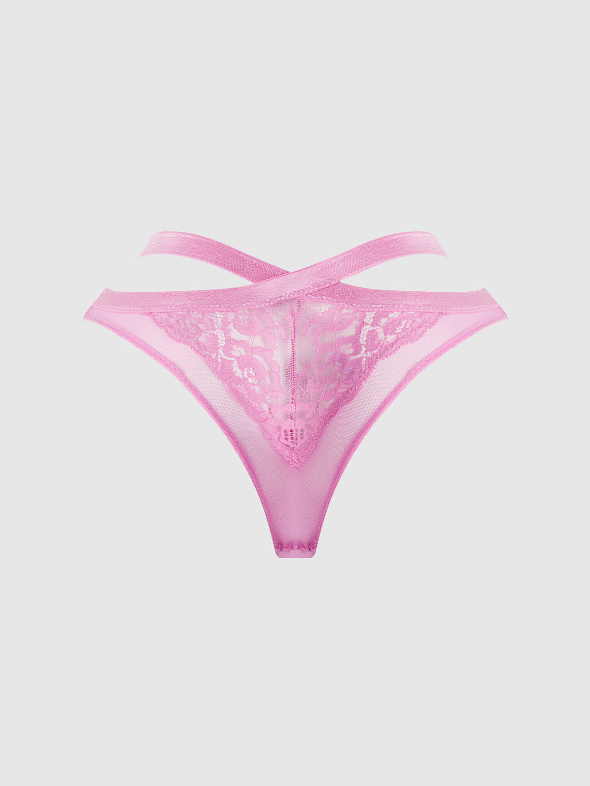 Natasha Lace & Mesh Strappy Hipster Cyclamen Pink