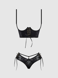 Gia Lace Open Cup Bra & Panty Set