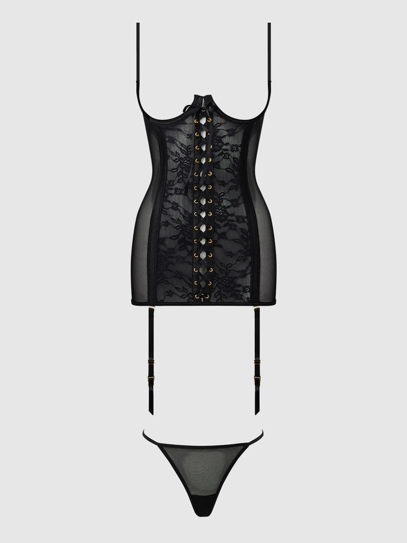 Gia Lace Chemise & G-String Set