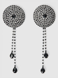 Rhinestone Cone & Dangle Nipple Covers Burlesque Black