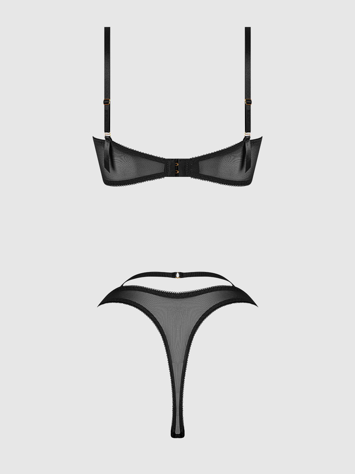 Rosalie Embroidered Garter Lace Bralette Bra Set Black Roses