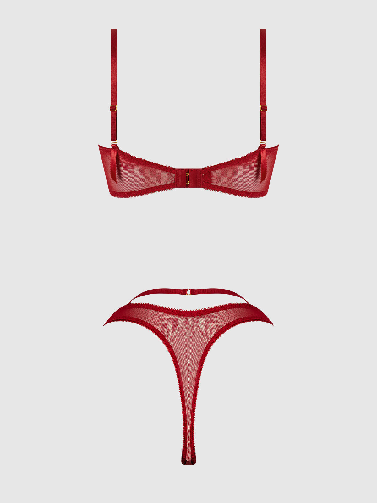 Rosalie Embroidered Garter Lace Bralette Bra Set Crimson Red Roses
