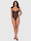 Rosalie Embroidered Lace Teddy Black Roses