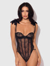 Rosalie Embroidered Lace Teddy Black Roses