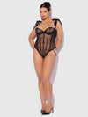 Rosalie Embroidered Lace Teddy Black Roses