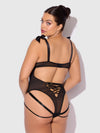 Rosalie Embroidered Lace Teddy Black Roses