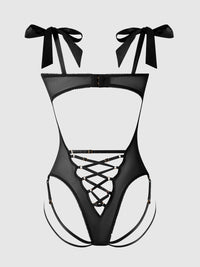 Rosalie Embroidered Lace Teddy Black Roses