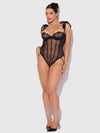 Rosalie Embroidered Lace Teddy Black Roses