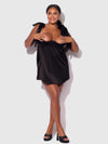 Brigeta Satin Open Cup Babydoll Set Black