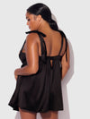 Brigeta Satin Open Cup Babydoll Set Black