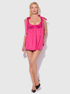 Brigeta Satin Open Cup Babydoll Set Pink Dragon