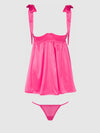 Brigeta Satin Open Cup Babydoll Set Pink Dragon
