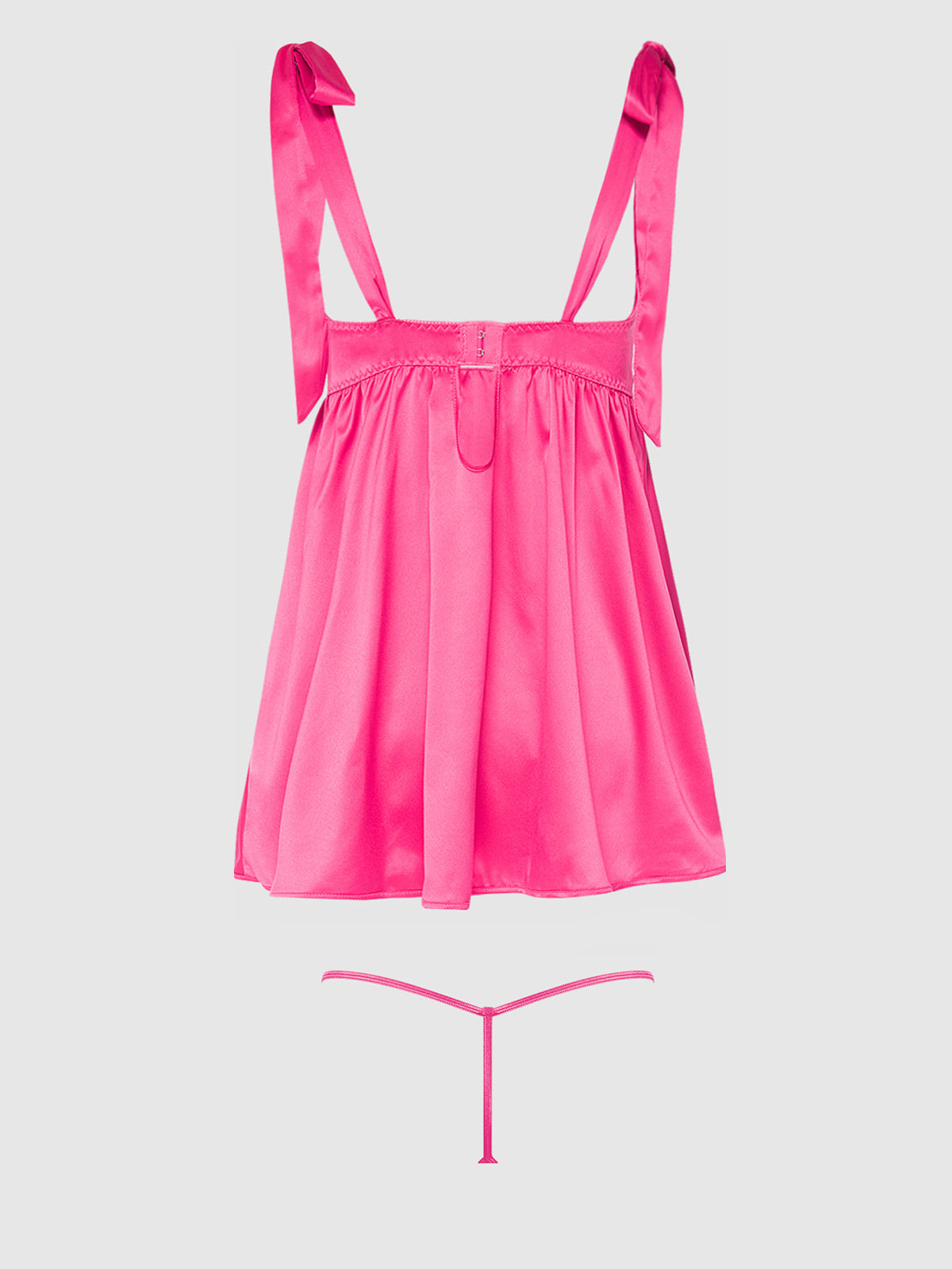 Brigeta Satin Open Cup Babydoll Set Pink Dragon