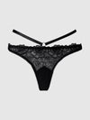 Rosalie Satin & Embroidered Lace Strappy Tanga Panty Black Rose