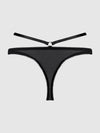 Rosalie Satin & Embroidered Lace Strappy Tanga Panty Black Rose