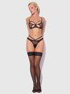 Rosalie Satin & Embroidered Lace Strappy Tanga Panty Black Rose