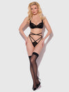 Flora Lace Bra and Strappy Thong Set Black