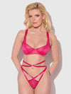 Flora Lace Bra and Strappy Thong Set Pink Dragon
