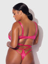 Flora Lace Bra and Strappy Thong Set Pink Dragon