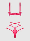 Flora Lace Bra and Strappy Thong Set Pink Dragon
