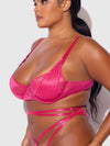 Flora Lace Bra and Strappy Thong Set Pink Dragon