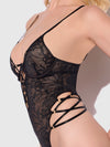 Flora Strappy Lace Teddy Black