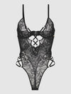 Flora Strappy Lace Teddy Black