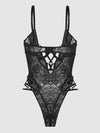 Flora Strappy Lace Teddy Black