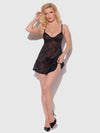 Flora Lace Babydoll & G-String Set Black