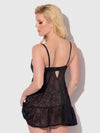 Flora Lace Babydoll & G-String Set Black