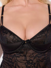 Flora Lace Babydoll & G-String Set Black