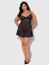 Flora Lace Babydoll & G-String Set Black
