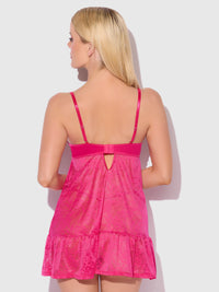 Flora Lace Babydoll & G-String Set Pink Dragon