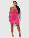 Flora Lace Babydoll & G-String Set Pink Dragon