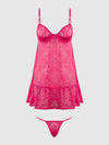 Flora Lace Babydoll & G-String Set Pink Dragon