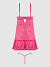 Flora Lace Babydoll & G-String Set Pink Dragon